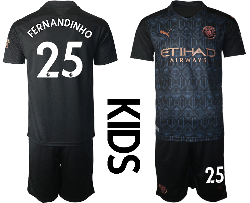 Youth 2020-2021 club Manchester City away black #25 Soccer Jerseys